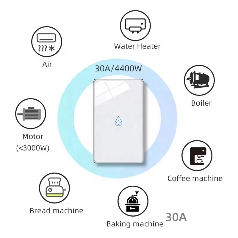 Touch switch 30a/4400W smart life air conditioner power switch us special boiler bathroom WiFi water heater switch