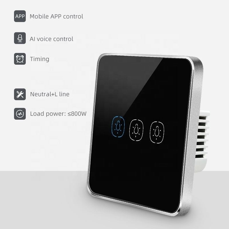 smart life App Tuya zigbee 3.0 switches and socket 3 gang switch OEM&ODM smart wall touch light switch eu uk