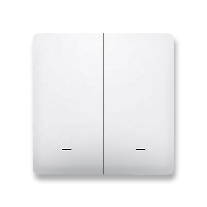 AI voice control tuya zigbee 3.0 switch EU Standard no neutral 16a 2 gang Plastic frame 240v light switch