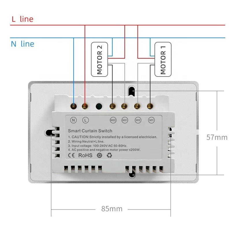 ZigBee curtain switch tuya smart touch home electric up and down rolling shutter shutter controller curtain motor wall switch