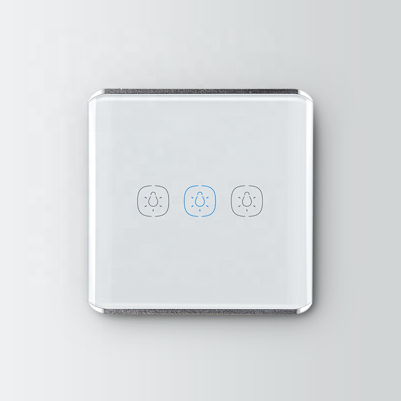 Touch sensor zigbee 3.0 uk switch tuya switch no neutral 3 gang EU standard AI speaker voice control mini light wall switch