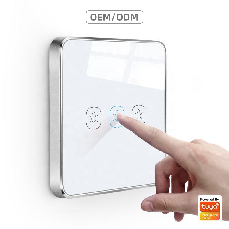 smart life App Tuya zigbee 3.0 switches and socket 3 gang switch OEM&ODM smart wall touch light switch eu uk