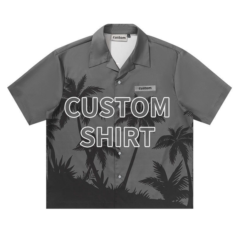 High Quality Print Quick Dry Custom Cuban Collar Linen Short Sleeve Silk Button Up Down Bowling Hawaiian Shirt Men'S Shirts