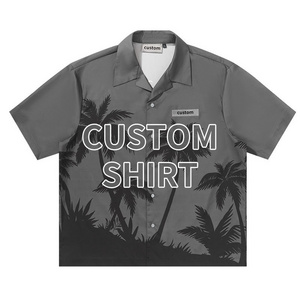 High Quality Print Quick Dry Custom Cuban Collar Linen Short Sleeve Silk Button Up Down Bowling Hawaiian Shirt Men'S Shirts