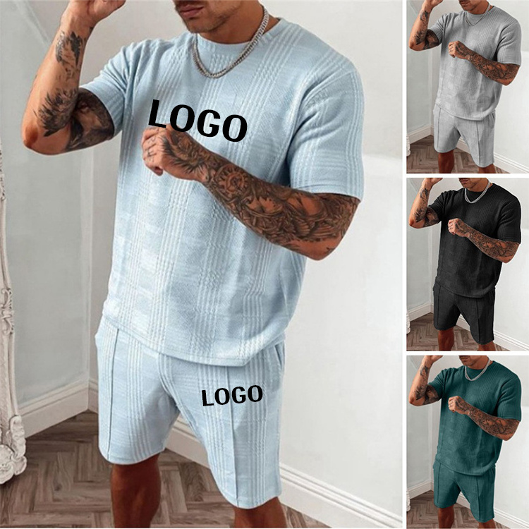 wholesale Custom Two Piece Short Set Cotton Shorts And T Shirt Sets Unisex Jogging Suit for Women Two Piece Short Set