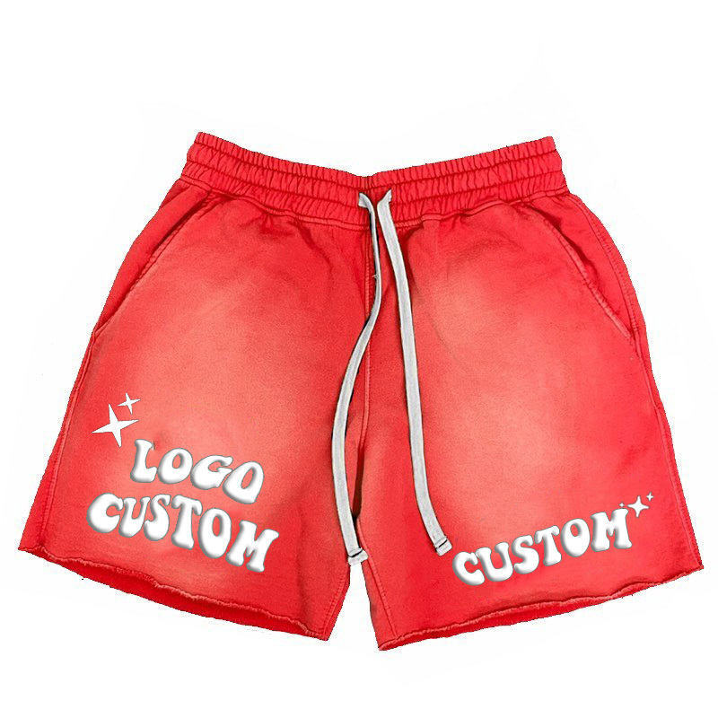 High Quality Screen Puff Print Vintage Cotton Custom Manufacturer French Terry Sweat Men Acid Wash Shorts