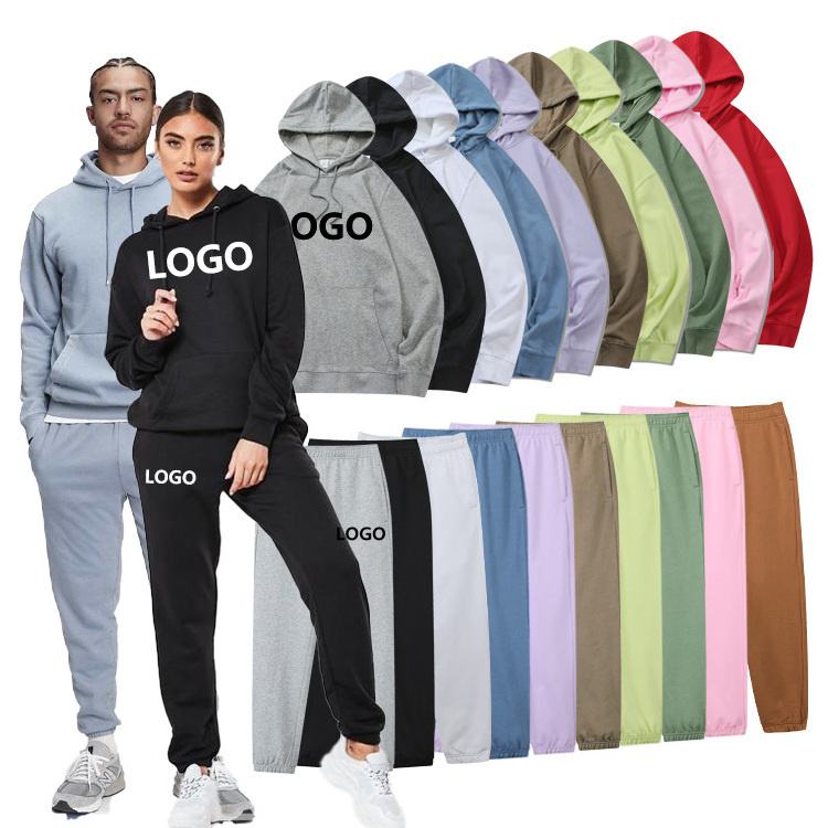 Oem 2 Piece Unisex Jogging Track Sweat Suits Sets Custom Logo Jogger Sweatpants And Hoodie Set Sweatsuit Tracksuits For Men