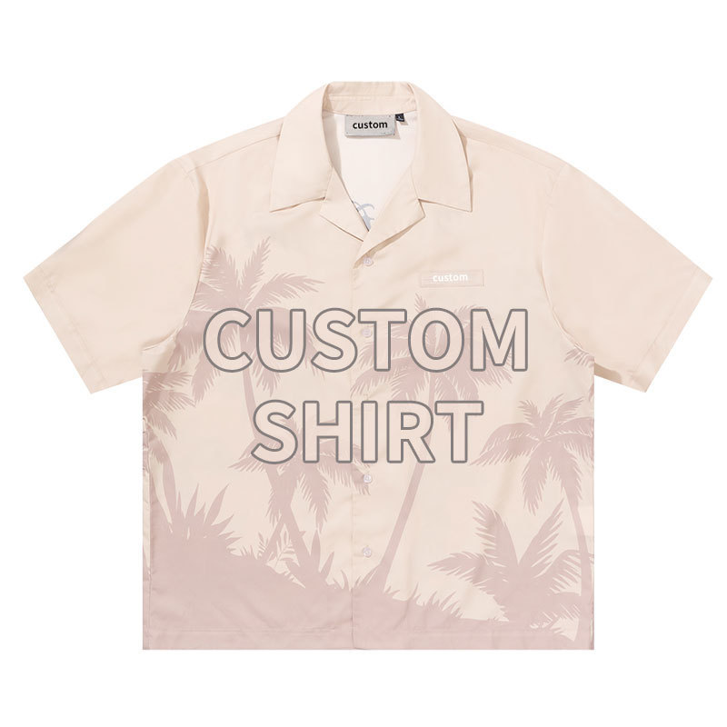 Oem Top Quality Cotton Custom Cuban Collar Linen Short Sleeve Silk Button Up Down Bowling Hawaiian Shirt Men'S Shirts For Men