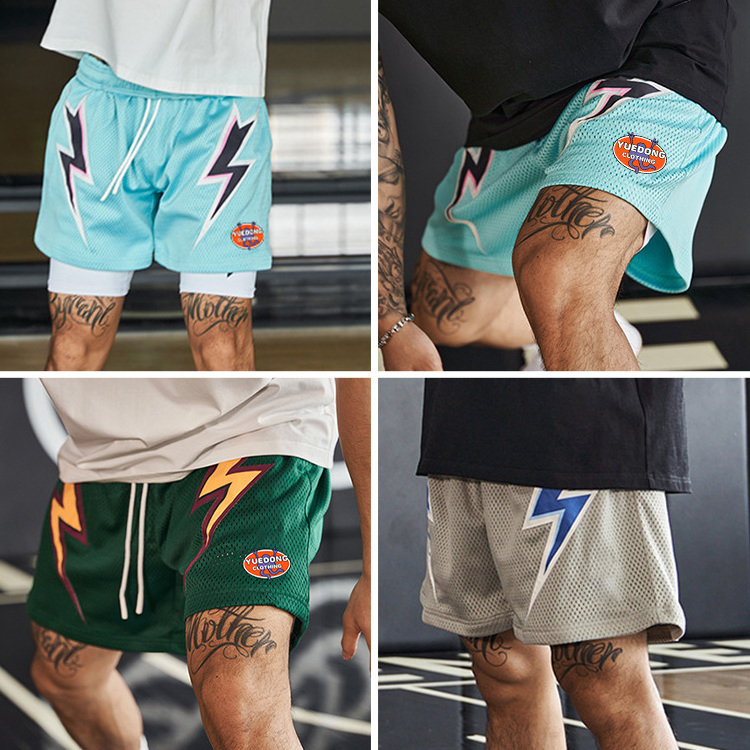 Oem Polyester Sublimation Sublimated Double Layer Blank Mesh Basketball 5 Inch Inseam Custom Mesh Shorts