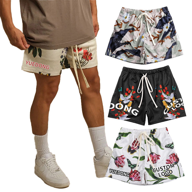 All Over Print Summer Unisex Basketball Custom Men Double Layer Gym Mesh Graphic Sweat Gym Mesh Fashion Sublimation Mens Shorts