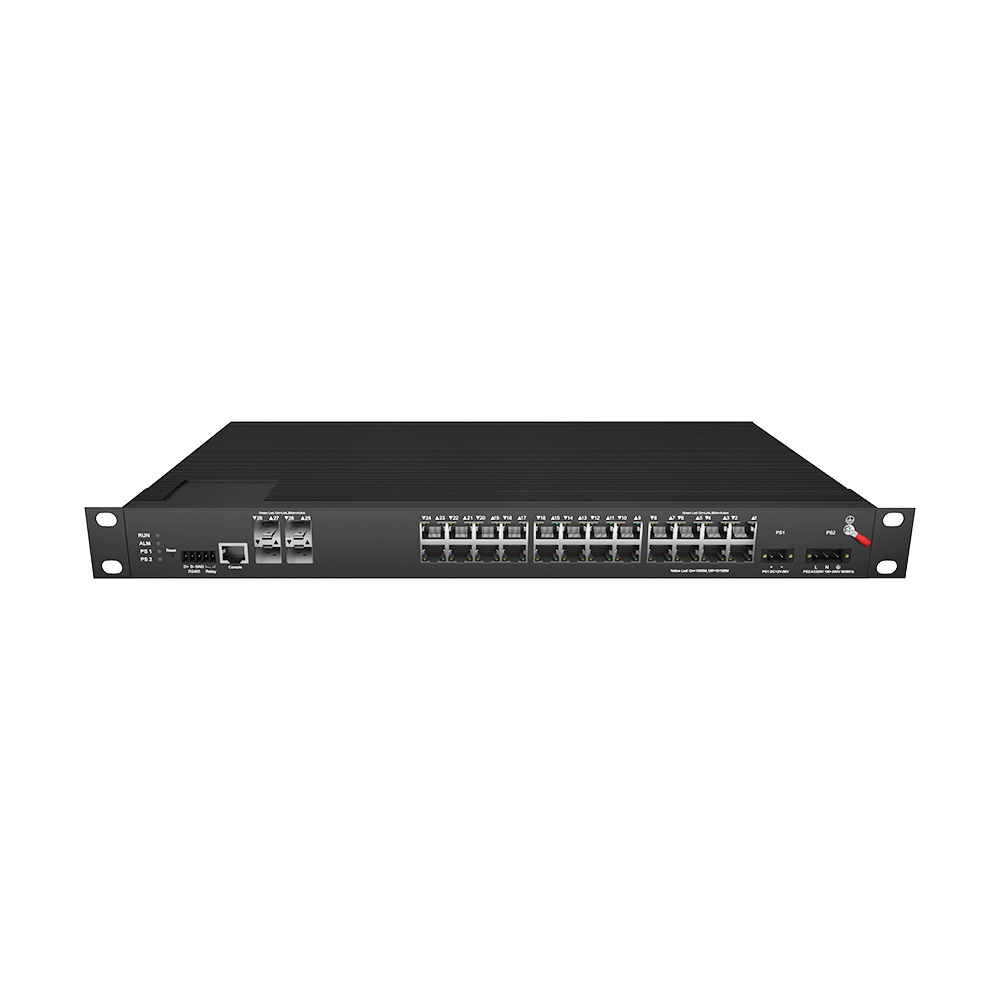 4*10G SFP Uplink Port Manageable Industrial Network Fiber Switches with 24 Gigabit RJ45 port