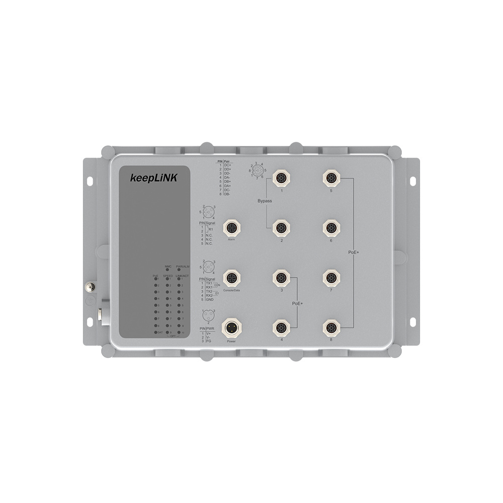 Industrial grade gigabit waterproof 8 port unmanaged Rail & Metro switch IP67