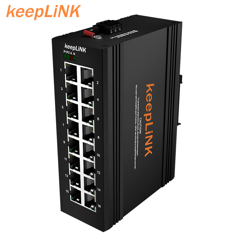 16 Ports Gigabit Switch Industrial Ethernet unmanaged 12V/24V Power Supply Outdoor DIN rail