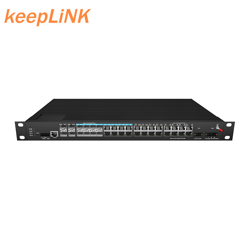 4 10Gb Fiber Optic to Ethernet 32 Port Industrial grade IP40 aggregation switch