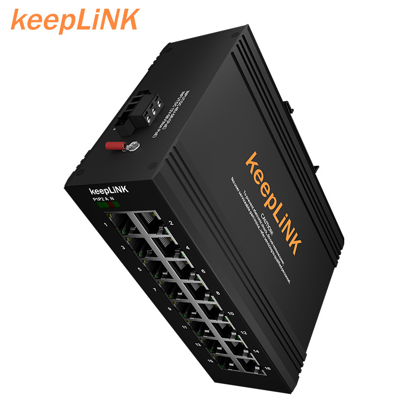 16 Ports Gigabit Switch Industrial Ethernet unmanaged 12V/24V Power Supply Outdoor DIN rail