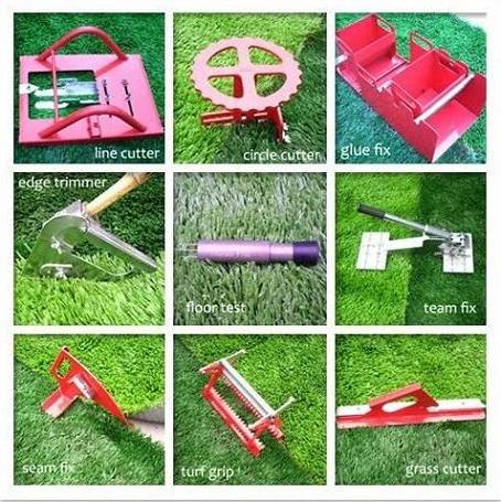 lawn mowing tools including grass cutter line cutter turf fix floor test seam fix