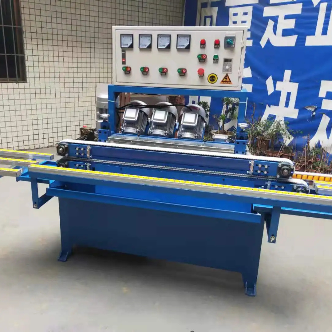 Glass Straight Line Polishing Edger with 45 Angle / Glass Edging Machine with PLC control