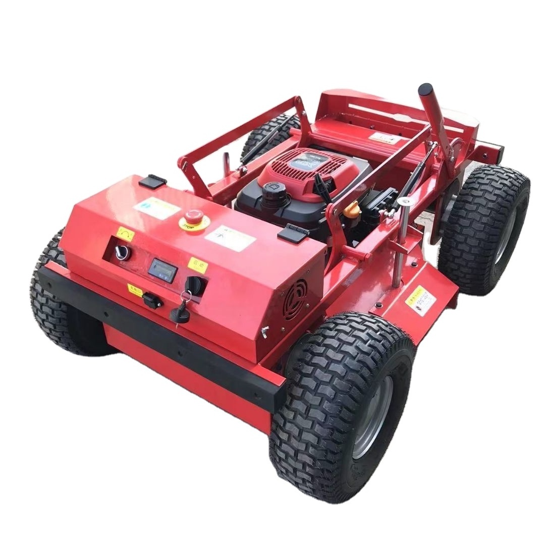 Robotic grass cutting height adjustable  225cc Four-Wheel-Drive Remote Control Mini Lawn Mower Robot for Farm and Garden