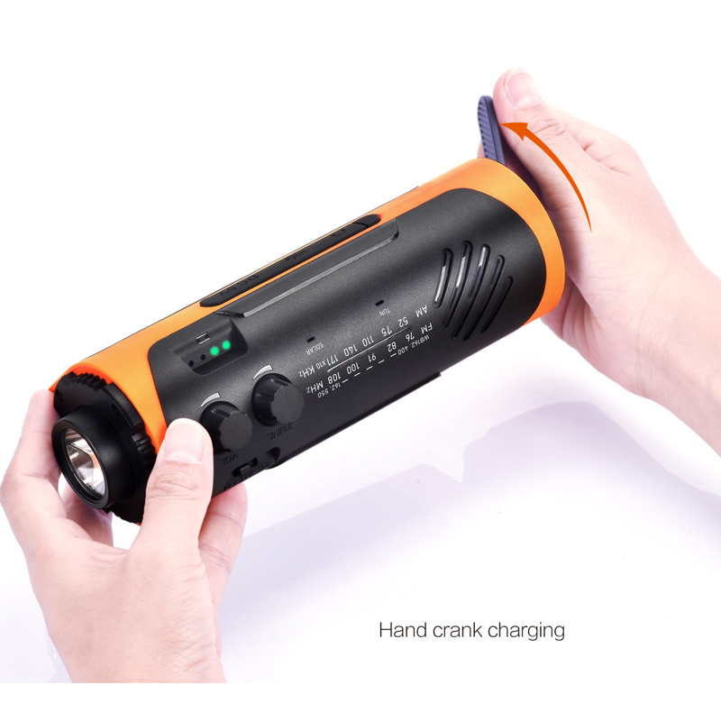 Portable Multifunction Solarpower Radio AM/FM/NOAA LED Flashlight 2200mah Emergency Solar Hand Crank Radio SOS Alert USB output