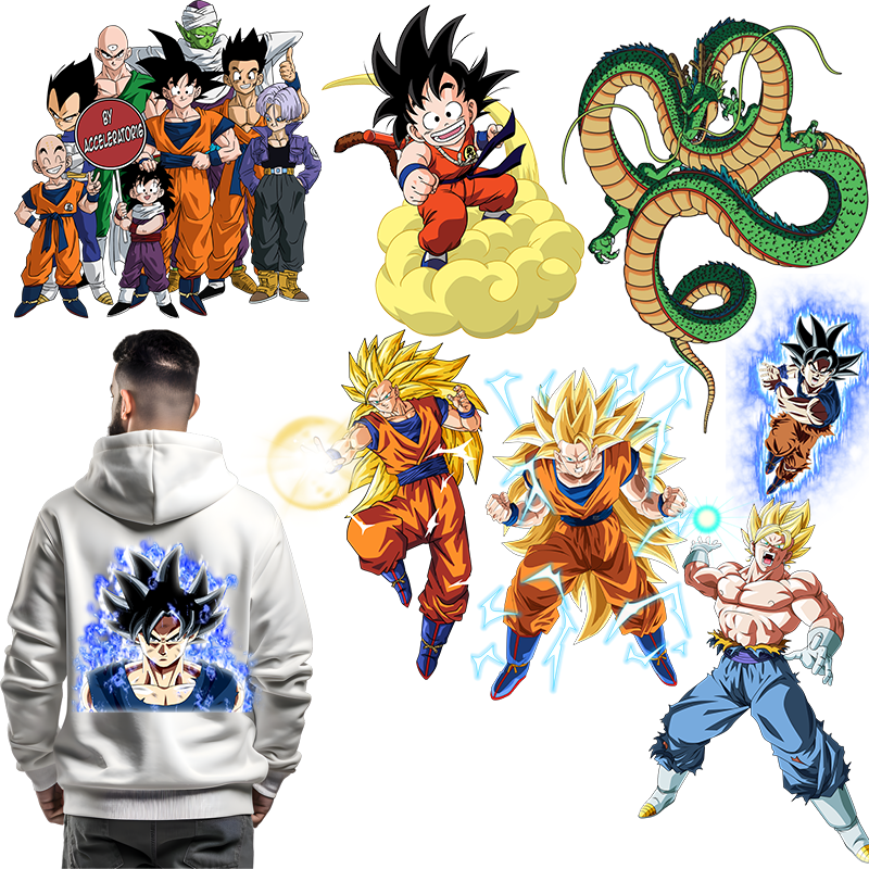 Hot Stamping Sweatshirt Custom Dragon Ball Logo Heat Transfer Sticker Pattern Offset Printing T-shirt Dtf Transfers