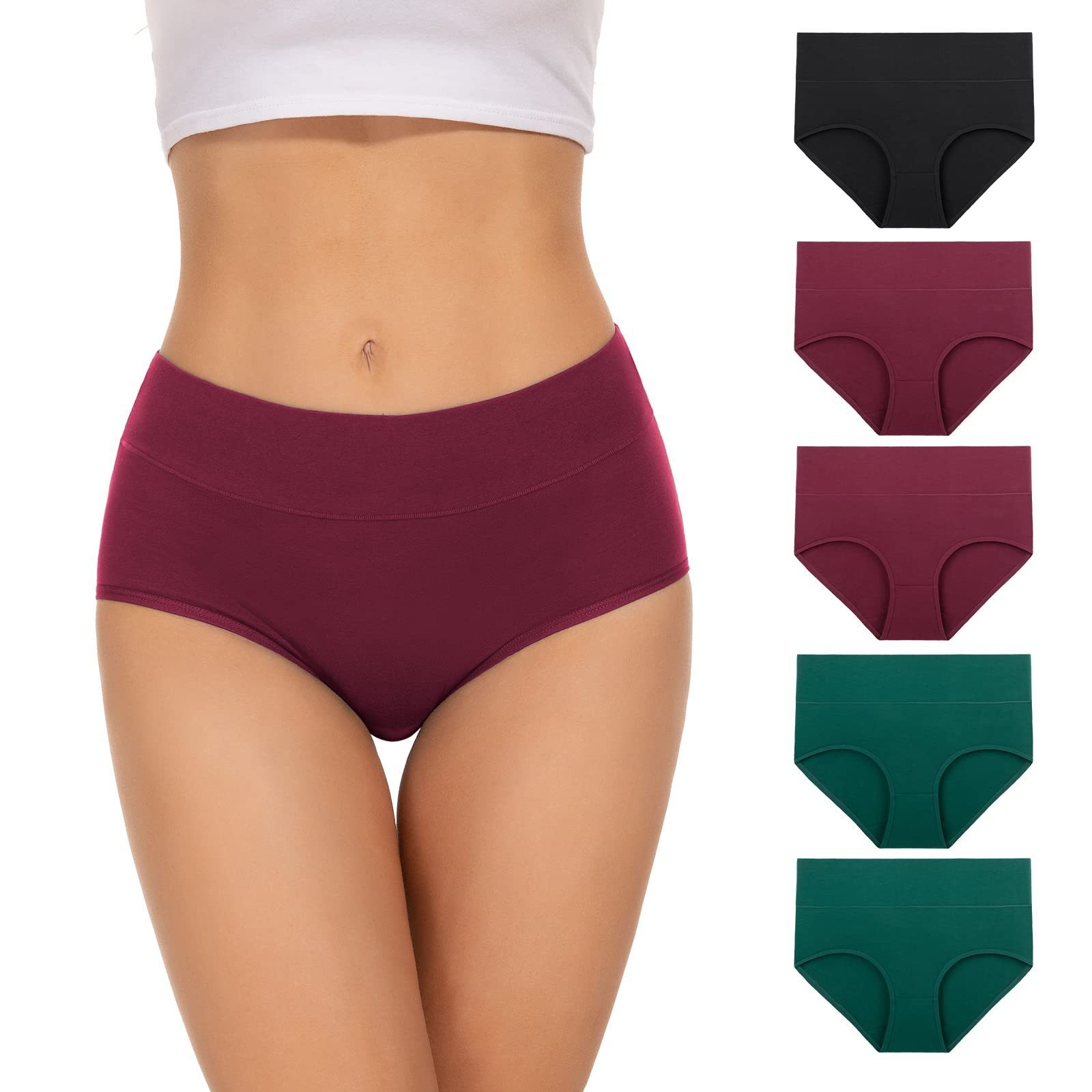 KR012 Bragas Mujer Algodon Culotte Cintura Alta Ropa Diseno de cintura alta Barags