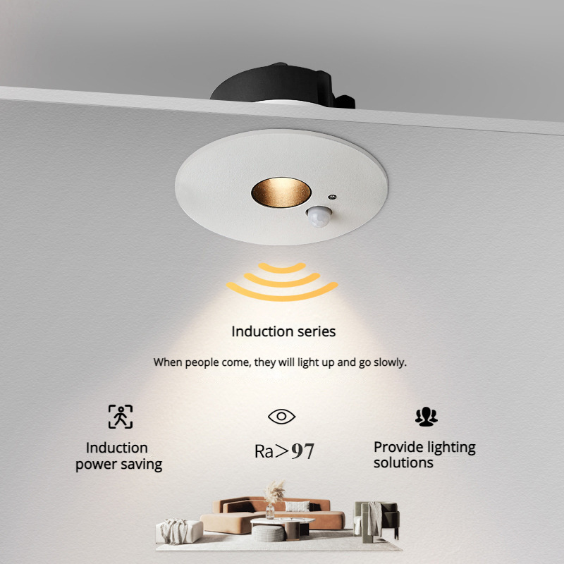 Recessed LED Down Light Design Anti-glare Ceiling Spotlight Motion Sensor Smart Downlight 220V Lighting Fixture 7W Trimless New