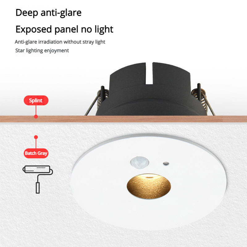 Recessed LED Down Light Design Anti-glare Ceiling Spotlight Motion Sensor Smart Downlight 220V Lighting Fixture 7W Trimless New