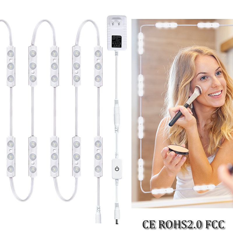 Stick-on Wall Indoor LED Makeup Mirror Vanity Light Hollywood Style Touch Switch Dimmer LED Module Vanity Mirror Fill Lights