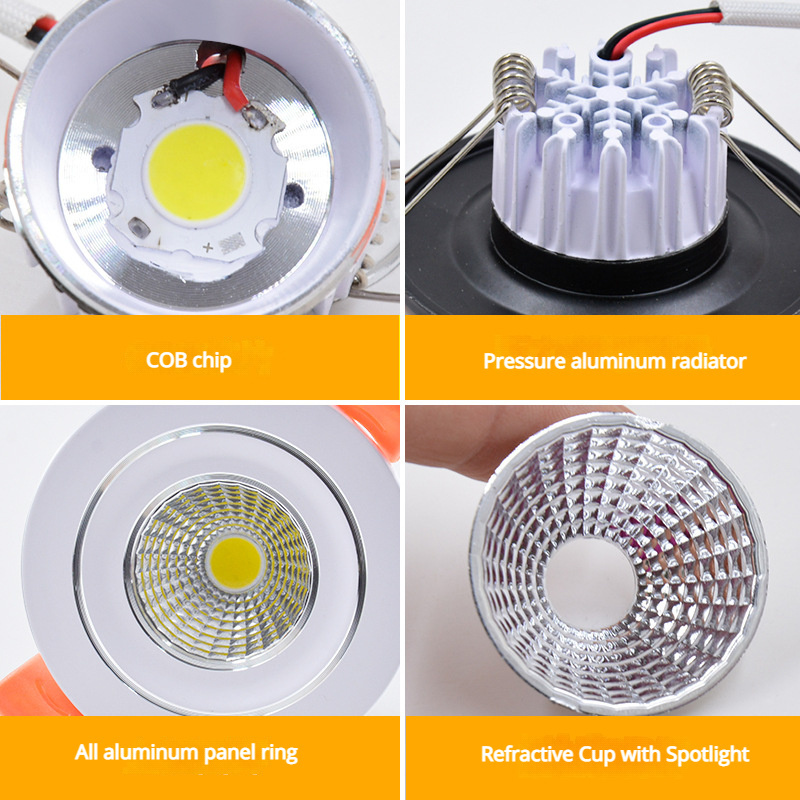 Indoor Gledopto Downlight 3W/5W Small Spot It Recessed COB Ceiling Spotlight Home-use Lighting Fixture Insulated Roof