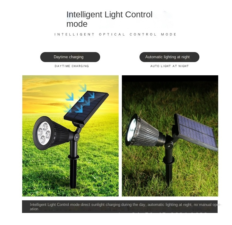 4LED Outdoor Upgraded Lawn Spotlights Solar Charge LED Garden Light Waterproof IP65 Column Light 80 ABS Spot Light Solar Cell