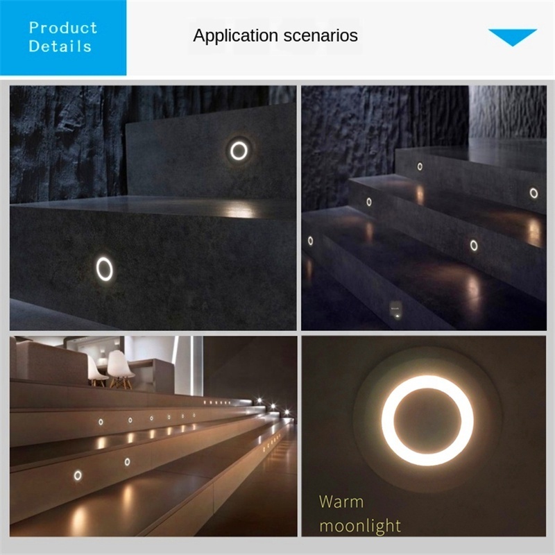 1W Recessed LED Moon Light Stair Lamp Fixture DC12-24V Corner Wall Lights Step Garden Decoration Hallway Lamp