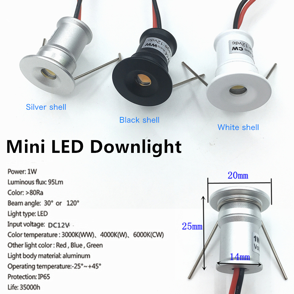 1W IP65 Mini LED Spotlight 12V Dimmable Ambient Downlight Focos Spot Lamp for KTV Party Ceiling Stairs Walkway Cabinet Lighting