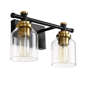 Vanity Lights for Bathroom American Vintage Illumination Fixtures Over Mirror Glass Black Gold Wall Lamp E27 Lamp Holder