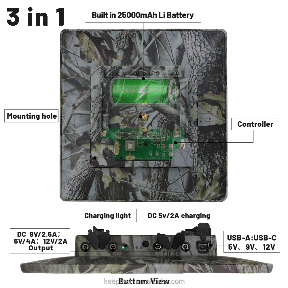 Trail Camera Solar Panel Kit For Wildlife Hunting Game Built In Battery 18650 10W 6v 9v 12v Outdoor Waterproof