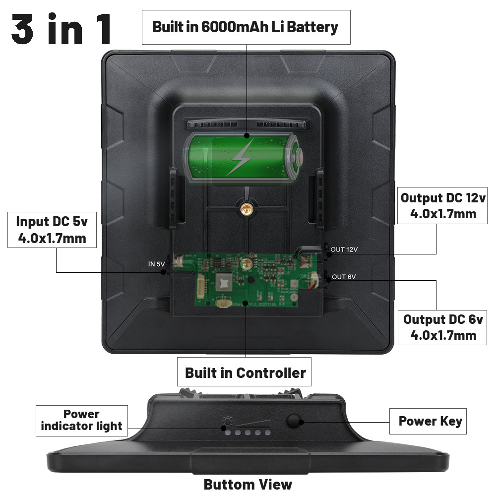 Solar Power Panel Pack Built In Battery 18000mAh Battery 12V 5W IP67 Outdoor Waterproof For Trail Hunting Camera