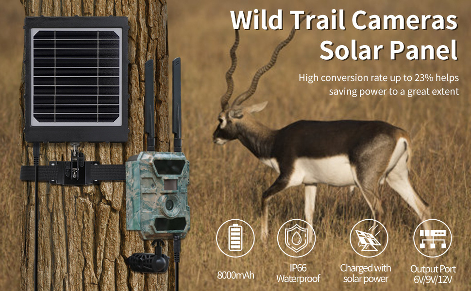 Outdoor Trail camera Solar Panel 12V/9V/6V Built-in 8000mAh battery High Efficiency waterproof 3W WG8000 Solar Panel Charger