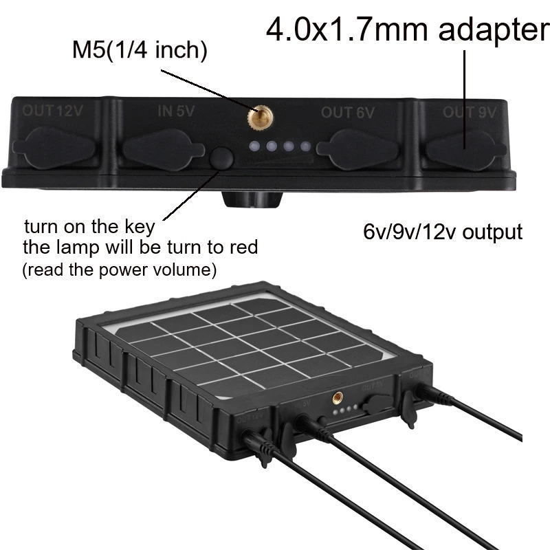 Outdoor Trail camera Solar Panel 12V/9V/6V Built-in 8000mAh battery High Efficiency waterproof 3W WG8000 Solar Panel Charger