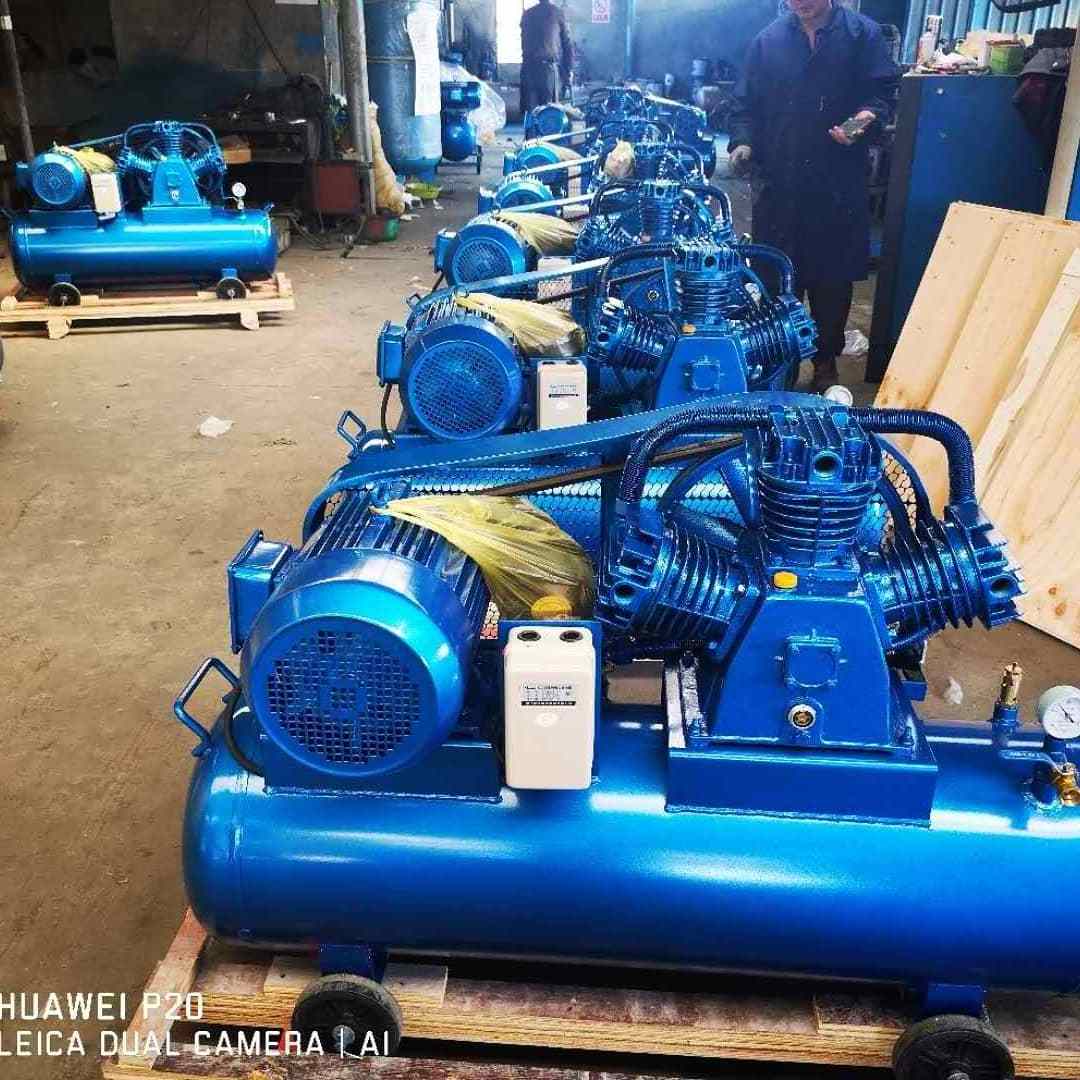 7.5KW 10HP 8bar movable tank wheel 100L 120L 200L 250L 300L Pressure tank belt driven piston type small air compressor