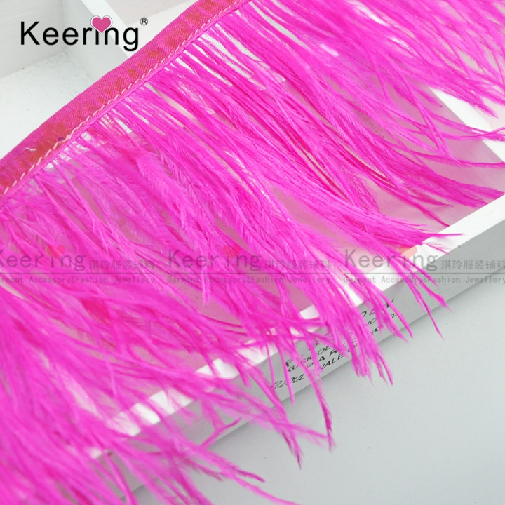 Wholesale Rose Pink ostrich Double side High Quality Feather Trims of  underwear accessories WFT-017