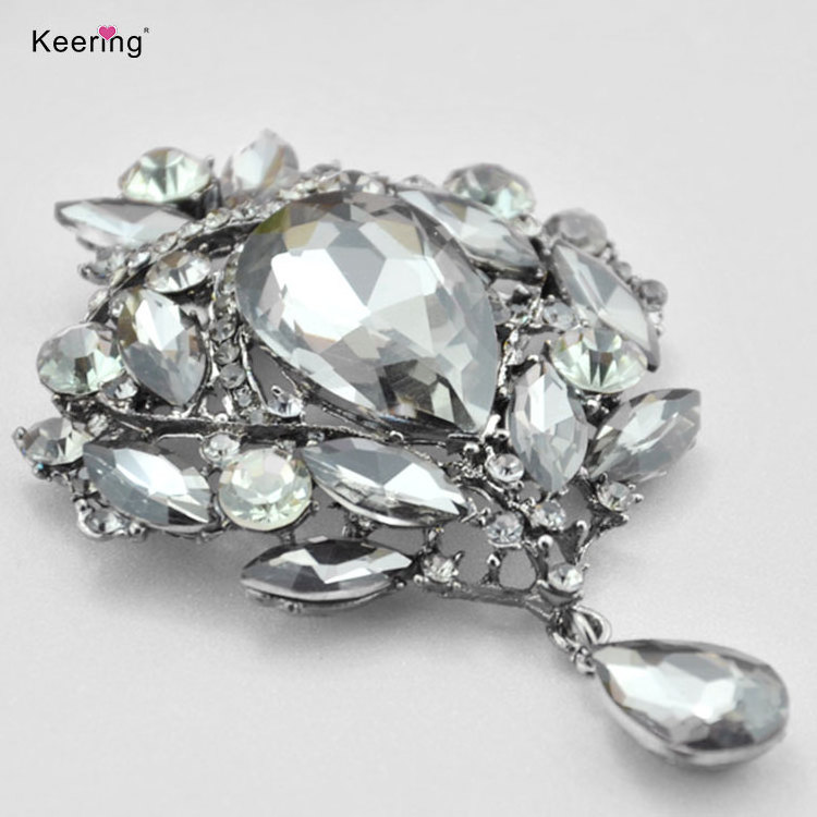 Keering WBR-1437 Colorful Luxury Hat Bridal Bouquet Brooches Women Crystal Rhinestone Safety Pin