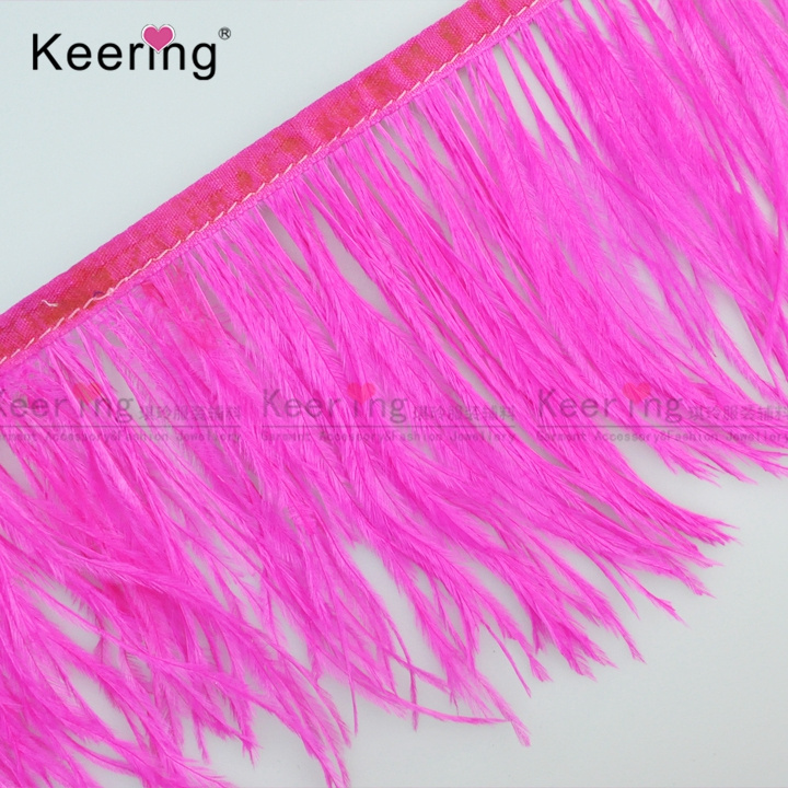 Wholesale Rose Pink ostrich Double side High Quality Feather Trims of  underwear accessories WFT-017