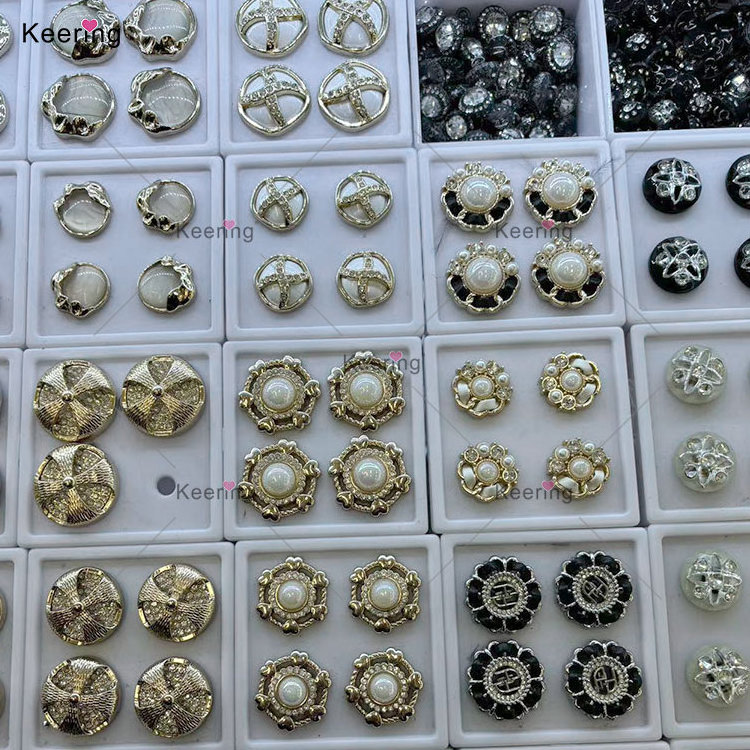 Vintage Luxury Shell Pearl Flower Sewing Suit Custom Metal Shank Gold Jeans Buttons For Clothes