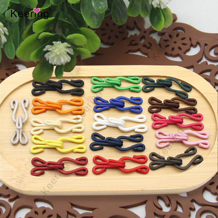 Wholesale Multicolor customized Fabric Covered button Sew On  hooks and eyes Fur Coat bar or Sweater Fastener