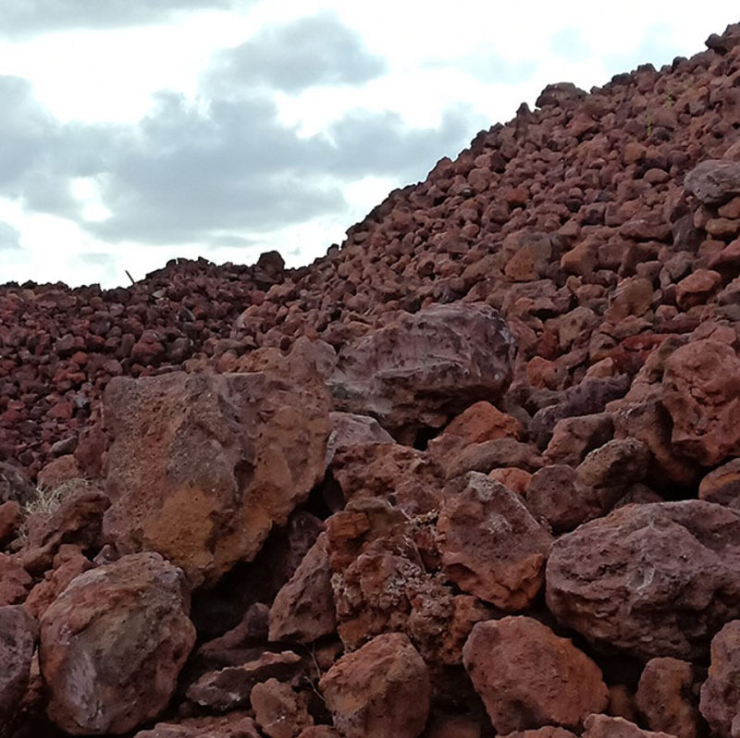 black volcanic rock raw stone