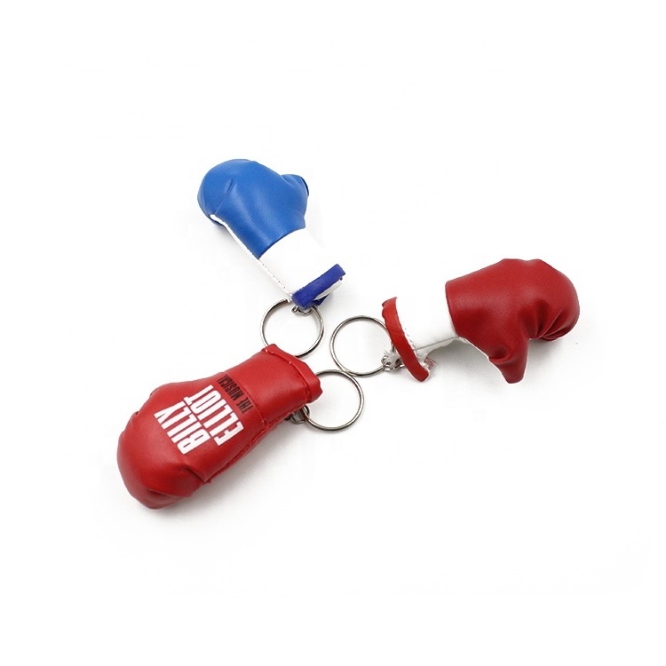 cheap promotional gifts keychain logo printed pu custom mini boxing key chains