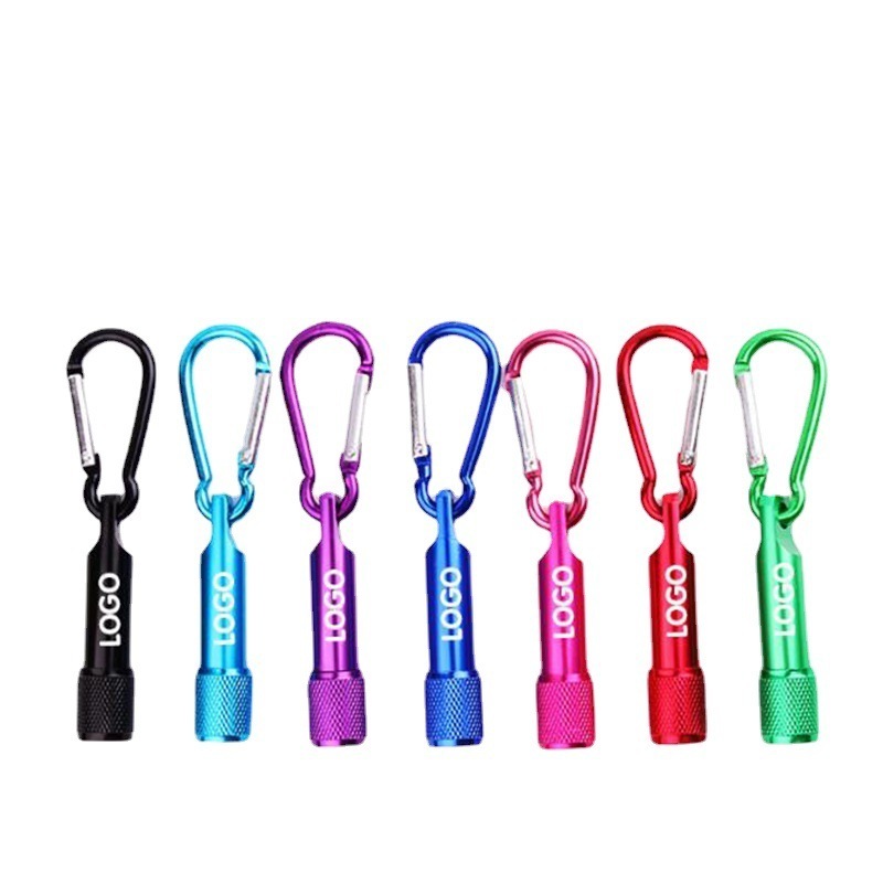 Logo engraved high quality metal key chains aluminum material torch keyrings with led flashlight for promotional gifts