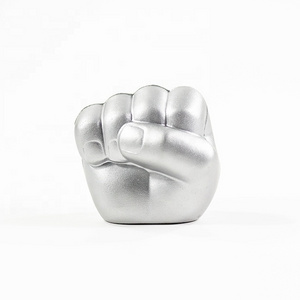 Custom Logo Wholesale stress ball Silver PU Foam Fist Shape Stress Reliever Balls For Promotion