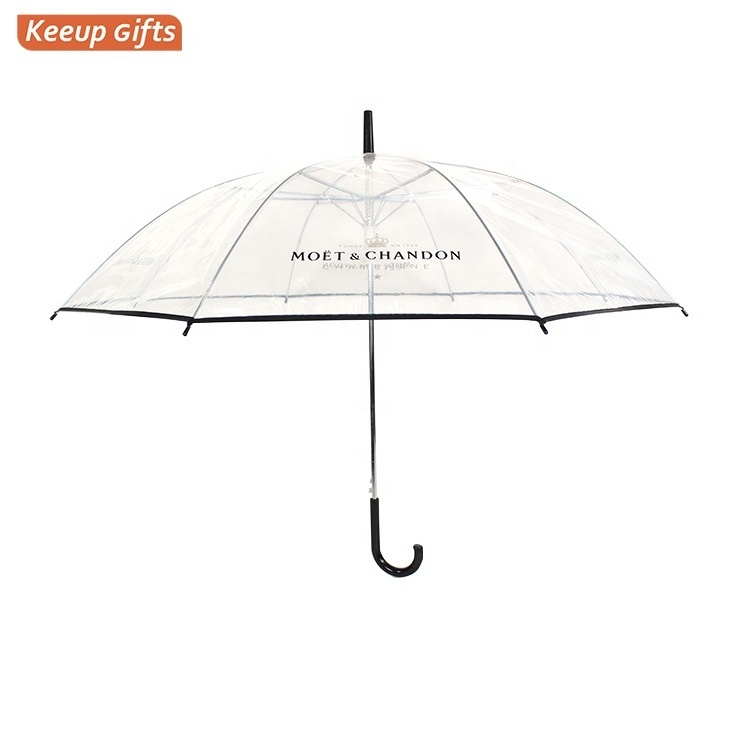 Advertising Clear Umbrella with Custom Print Promotional Rain Umbrella For Children Adult Transparent Umbrella China Supplier