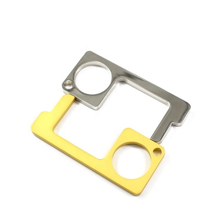 sanitary portable customized keychain door opener hook contactless brass hands free door opener key chain