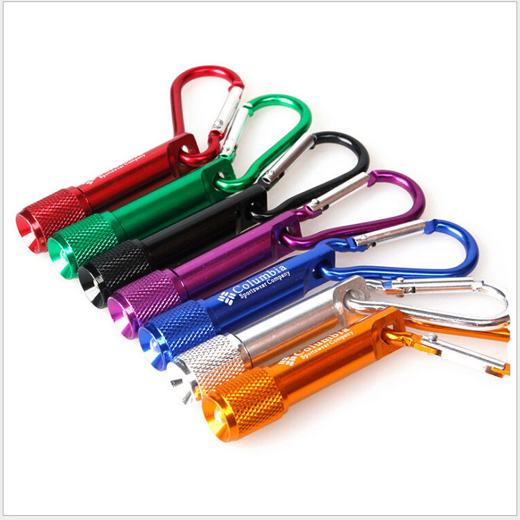 Logo engraved high quality metal key chains aluminum material torch keyrings with led flashlight for promotional gifts